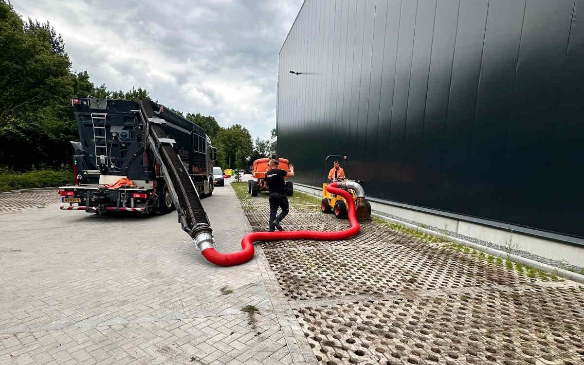 Minizuiger en zuigwagen bij bedrijfspand Zwolle